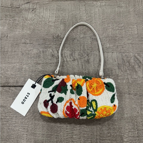NWT STAUD BEADED BEAN SHOULDER BAG- FRUIT SALAD - Picture 2 of 5